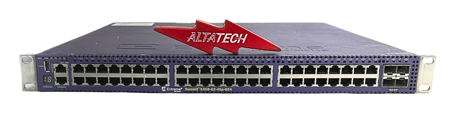 Extreme Networks X450-G2-48P-GE4 48 Port SFP+ Managed Summit X450-G2 Series Switch, Used