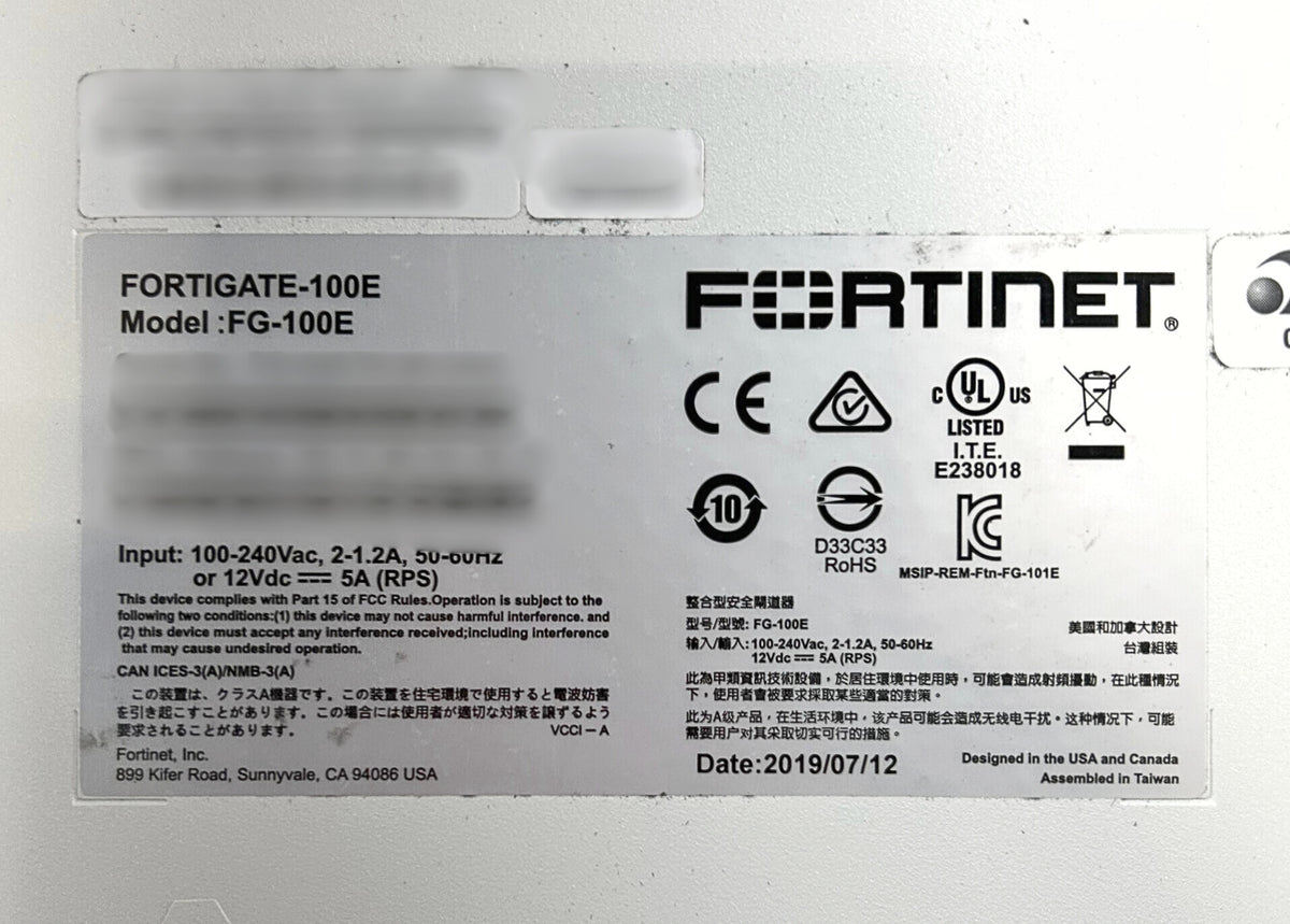 Fortinet FG-100E FortiGate-100E 16-port Network Security Appliance, Used