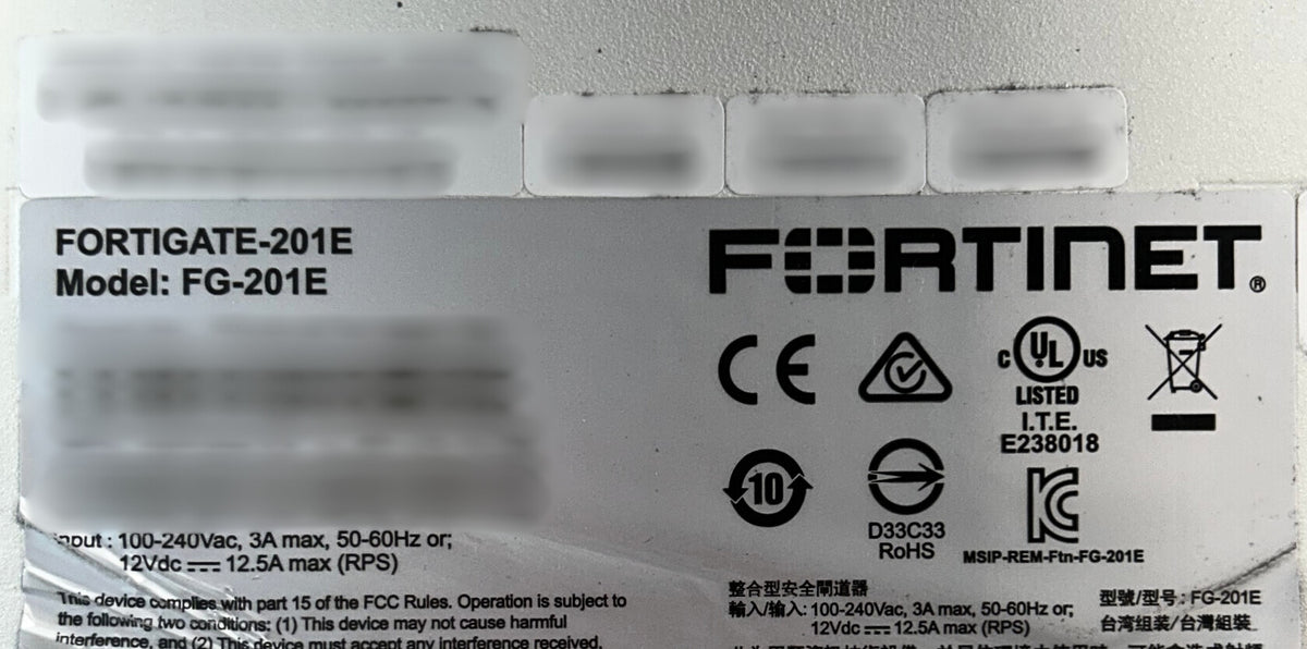 Fortinet FG-201E 14 Port GbE 4 Port SFP Security Firewall, Used
