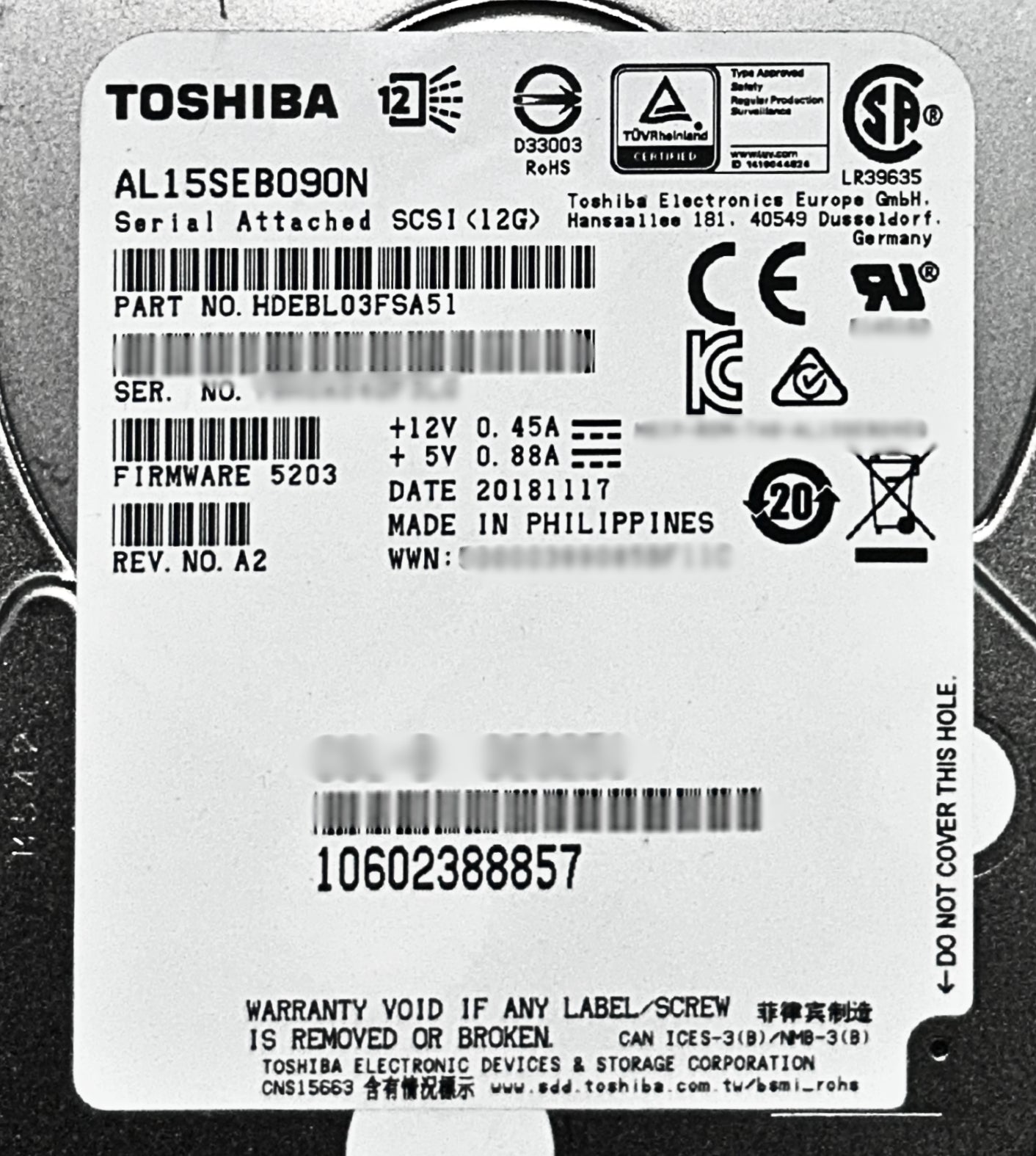 Fujitsu 10601885360 900GB 10K SAS 2.5 12G SFF, Used