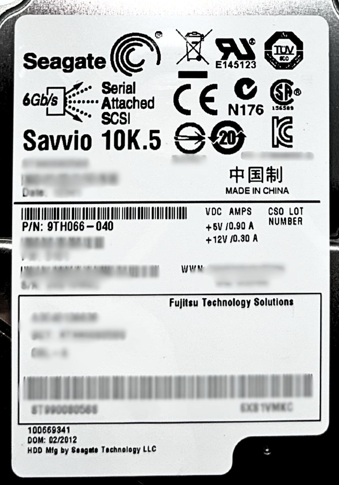 Fujitsu 9TH066-040-FTS 900GB 10K SAS 2.5 6G HDD, Used