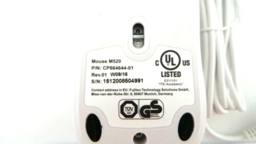 Fujitsu CP664644-01 M520 3-Button White Mouse, Used