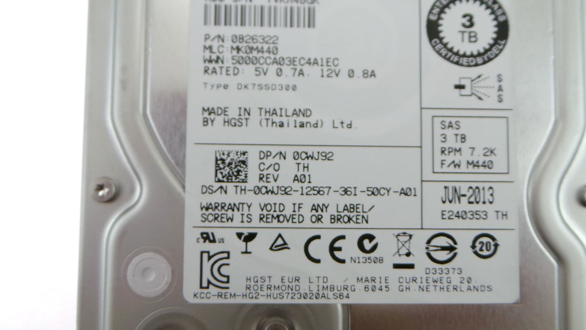 HGST HUS723030ALS640 3TB SAS 7.2K 3.5" 6G HDD, Used