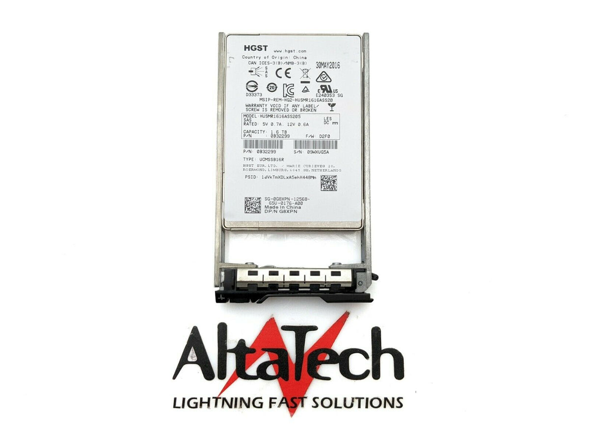 HGST HUSMR1616ASS200 HGST HUSMR1616ASS205 1.6TB SSD SAS 2.5 12G RI Read Intensive Dell G8XPN, Used