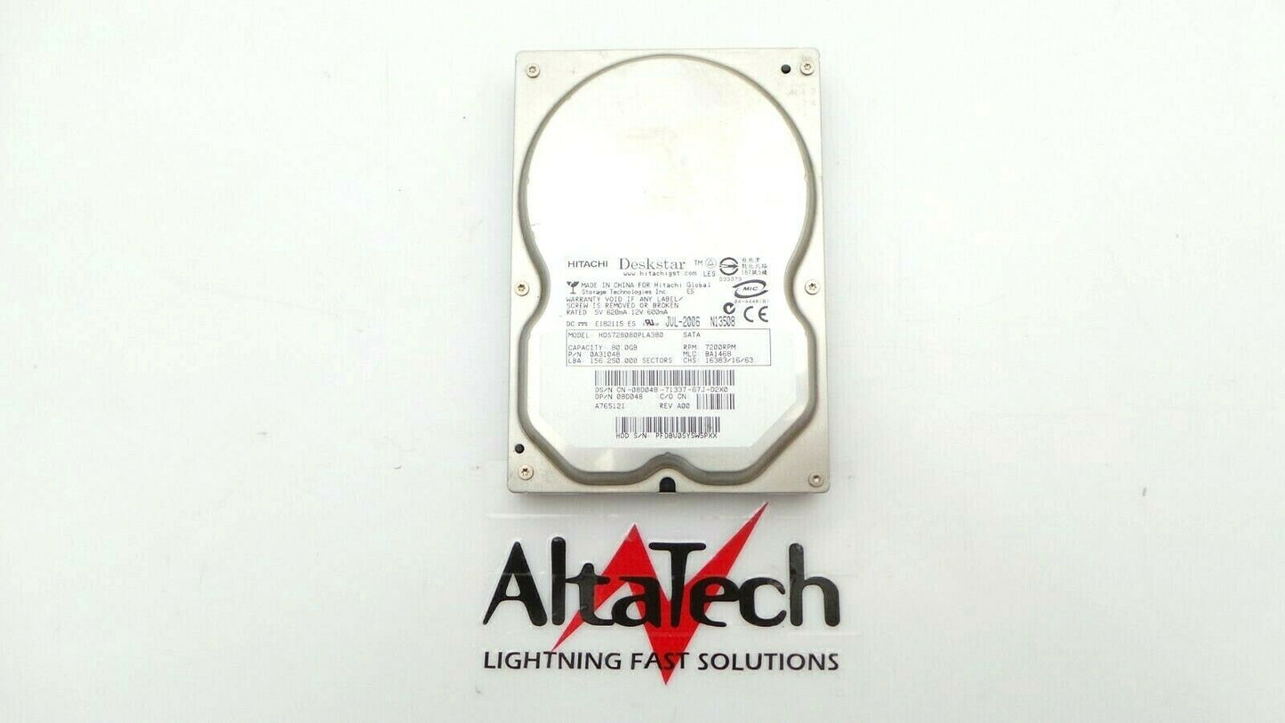 Hitachi 8D048 Deskstar 80GB 7.2K SATA 3.5" Hard Disk Drive, Used