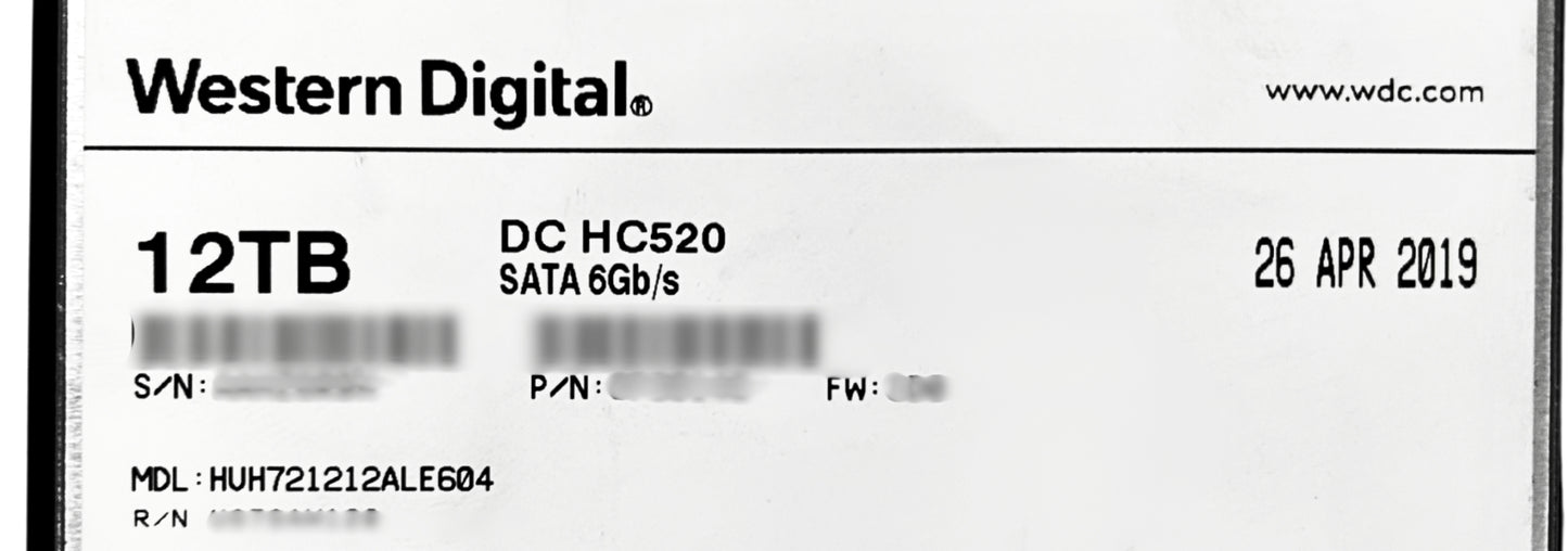 Hitachi HUH721212ALE604 HGST 12TB 7.2K RPM 3.5" LFF 6GB/s SATA  , Used