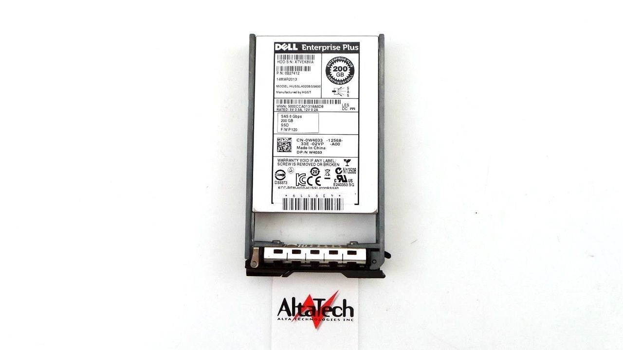 Hitachi HUSSL4020BSS600 Hitachi HUSSL4020BSS600 Compellent 200GB SSD SAS 2.5 6G HDD Dell 0B27412, Used