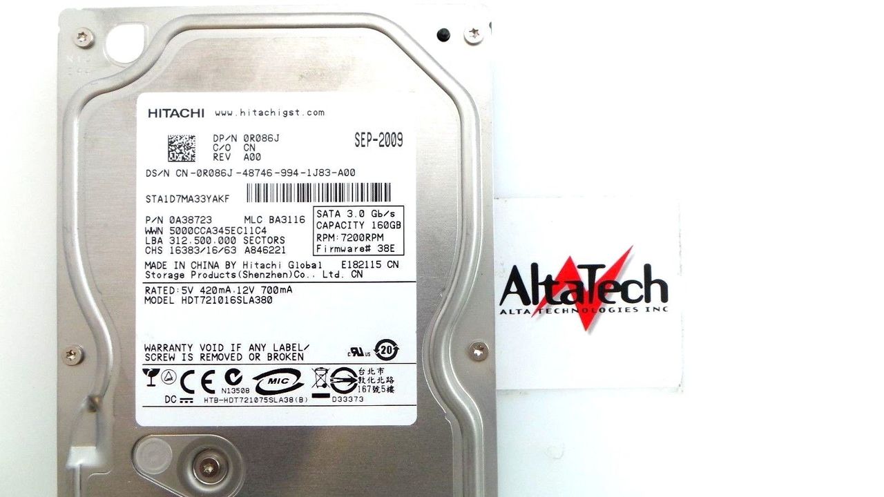 Hitachi R086J 160GB 7.2K SATA 3.5" Hard Drive, Used