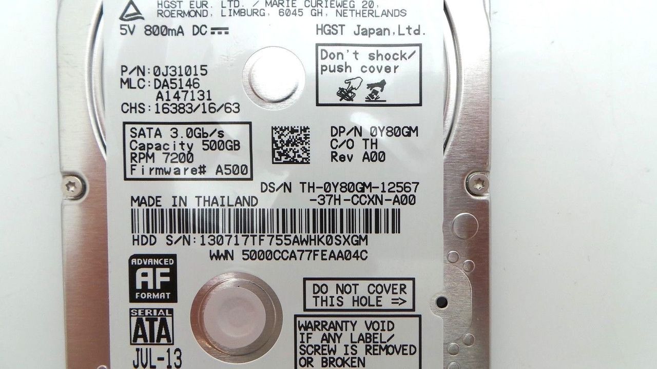 Hitachi Y80GM 500GB 7.2K SATA 2.5" Hard Drive, Used