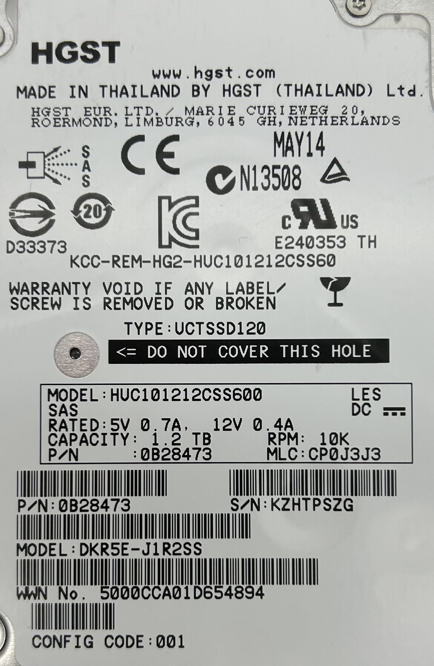 HP 3282390-E 1.2TB SAS 10K 6G 2.5" HDD, Used