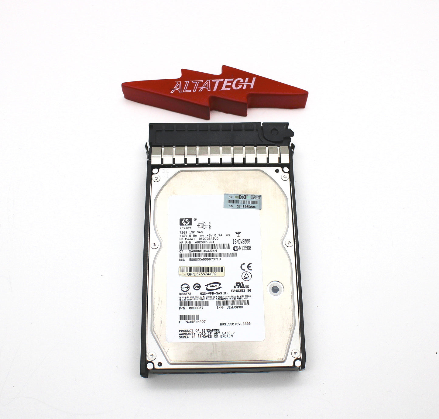 HP 389343-001 72GB 3G SAS 15K 3.5" DP HDD, Used