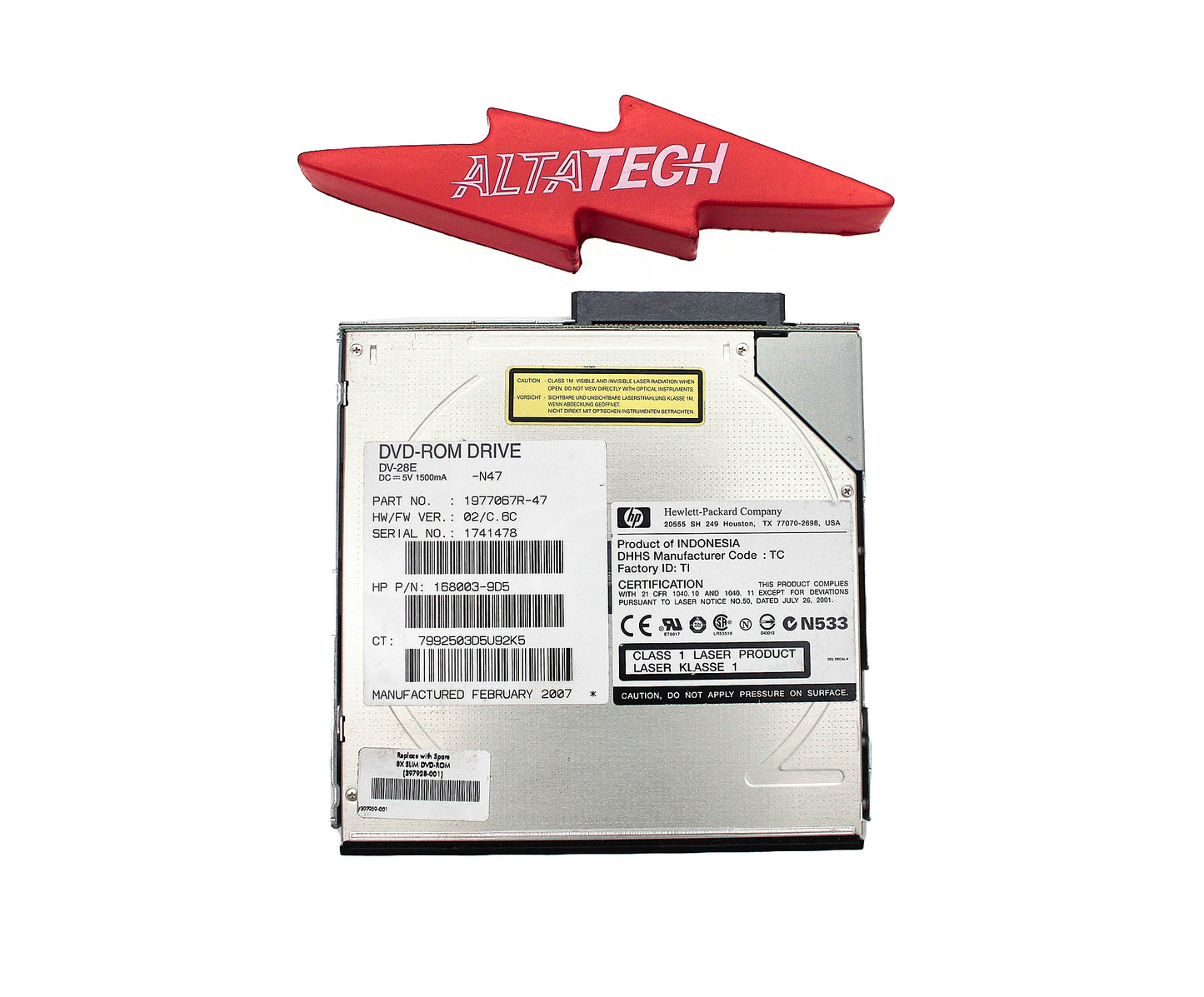 HP 397928-001 Slimline 24X / 8X CD / DVD-ROM Optical Disk Drive, Used