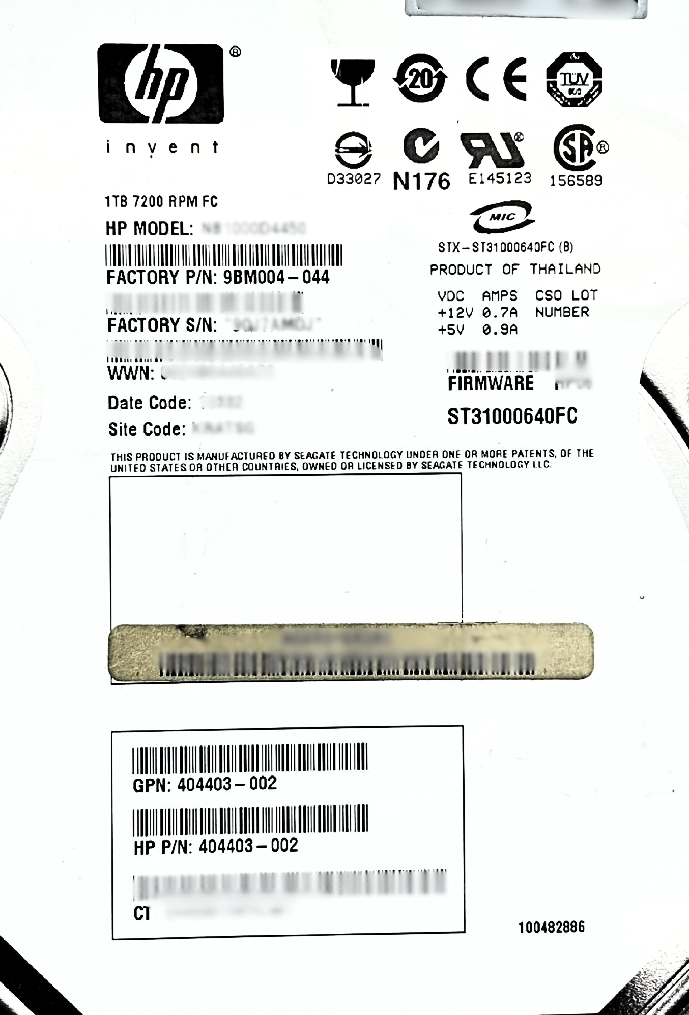 HP 404403-002 1TB EVA FATA DR. (M6412A), Used