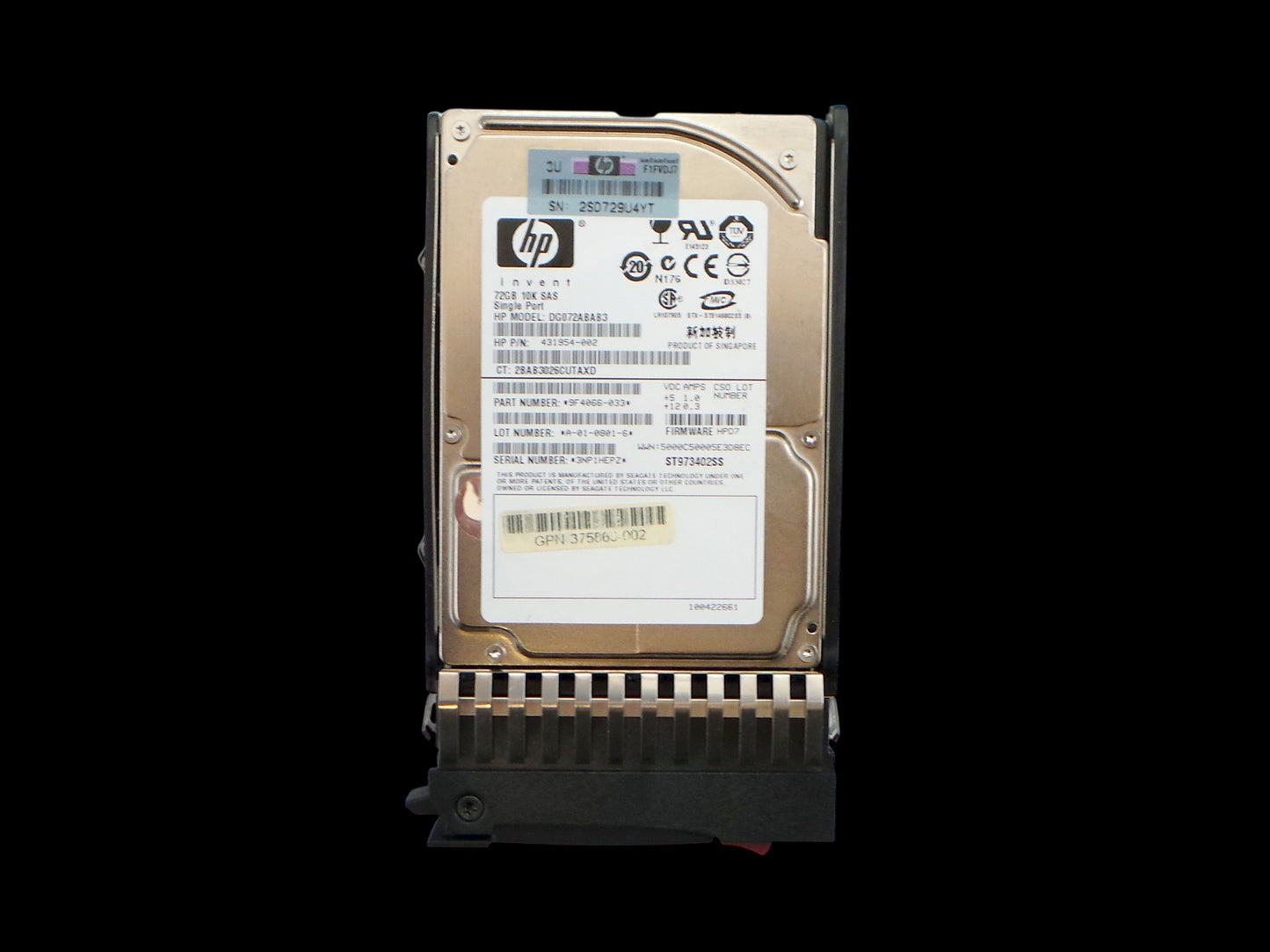 HP 434916-001 HP 72GB 10k 3g SAS SFF HDD, Used