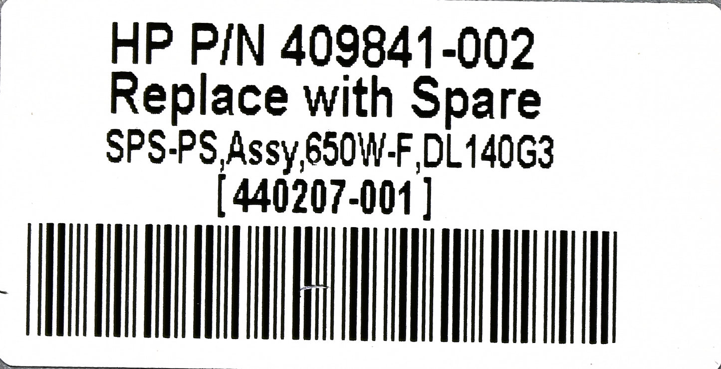 HP 440207-001 650WATT-F Power Supply (DL140G3), Used