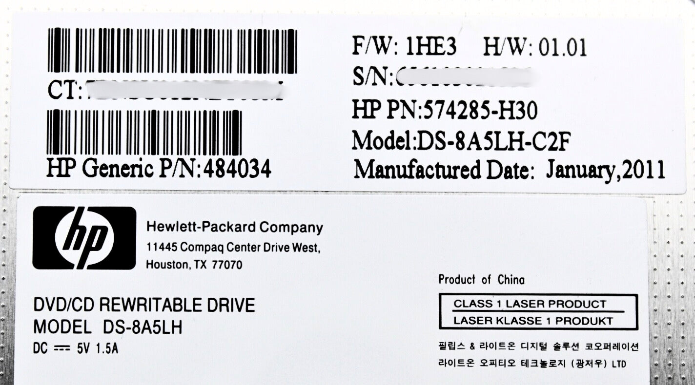 HP 484034-001_NOB 12.7MM SLIMLINE SATA DVD-ROM DRIVE, New Open Box