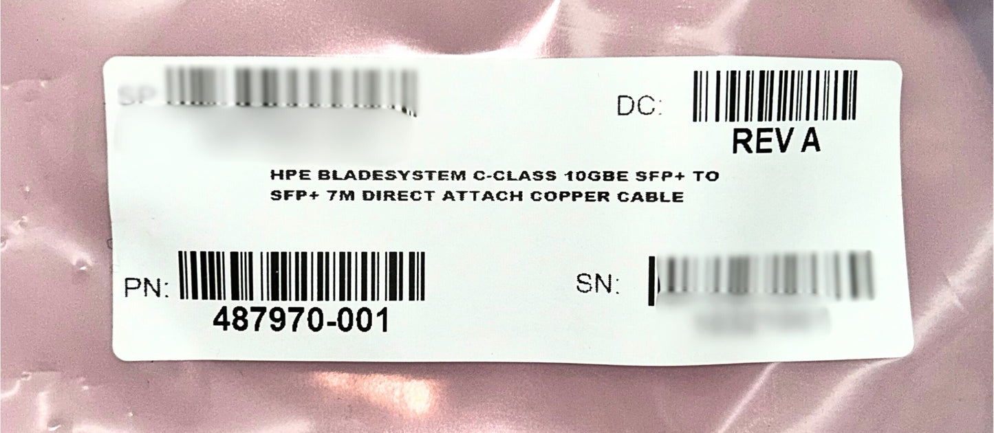 HP 487970-001 Bladesystem 10GBE SFP+ TO SFP+ 7M DAC, Used