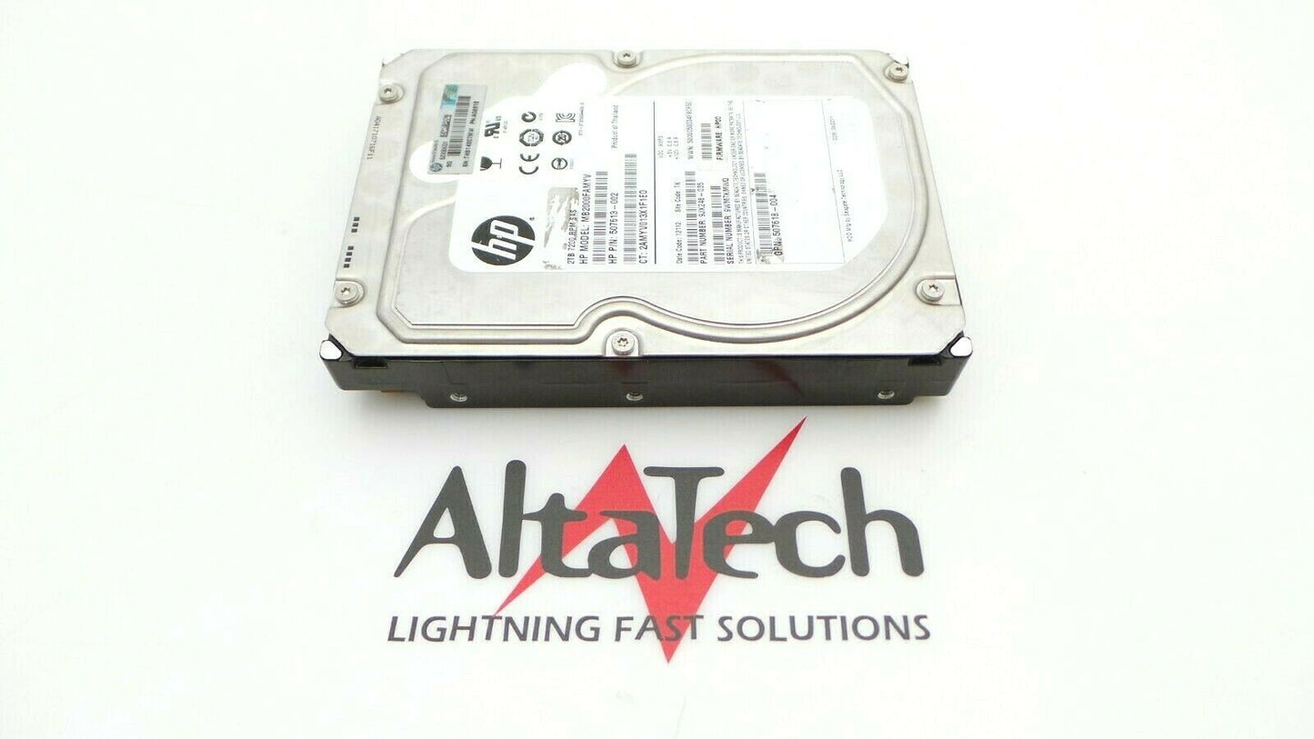 HP 507613-002 2TB 6G 7.2K RPM 3.5" SAS Hard Disk Drive, Used