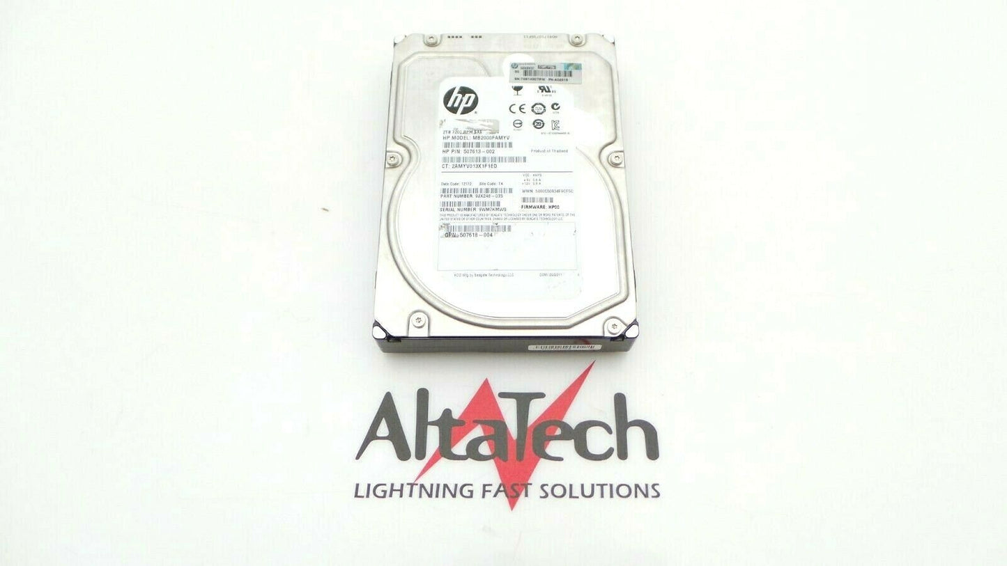 HP 507613-002 2TB 6G 7.2K RPM 3.5" SAS Hard Disk Drive, Used