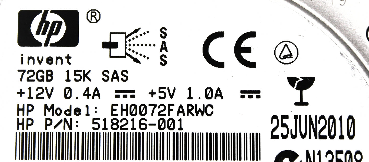 HP 518216-001 72GB 6G 15K SFF SAS HDD, Used
