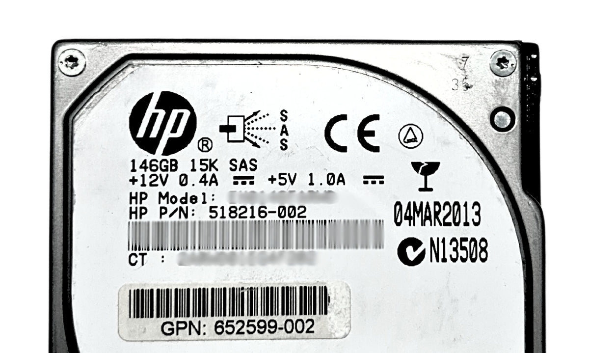 HP 518216-002 146GB 6G 15K SAS SFF HARD DRIVE, Used