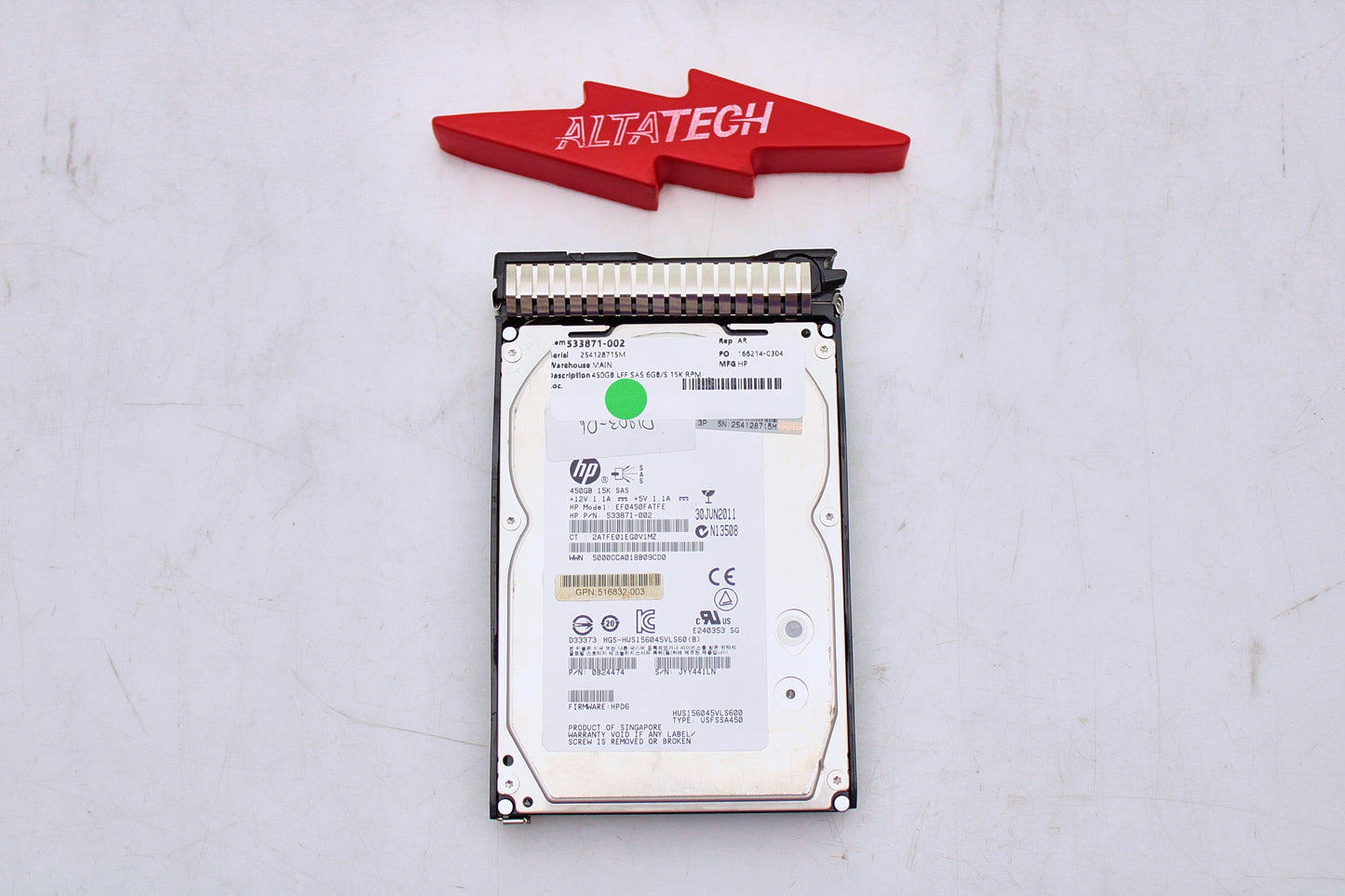 HP 533871-002 450GB LFF SAS 6GB/S 15K RPM, Used