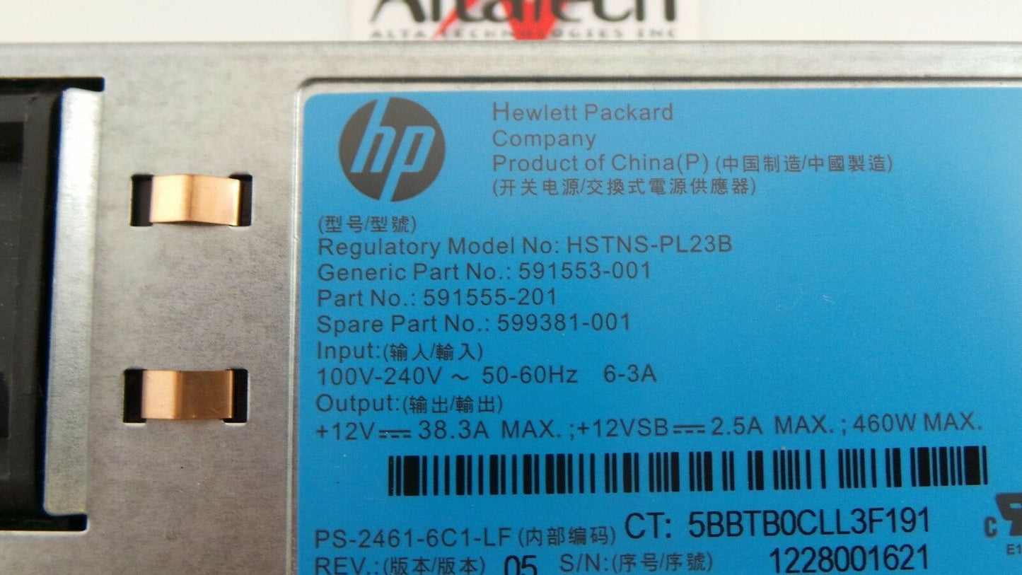 HP 599381-001 460W CS PLATINUM POWER SUPPLY, Used