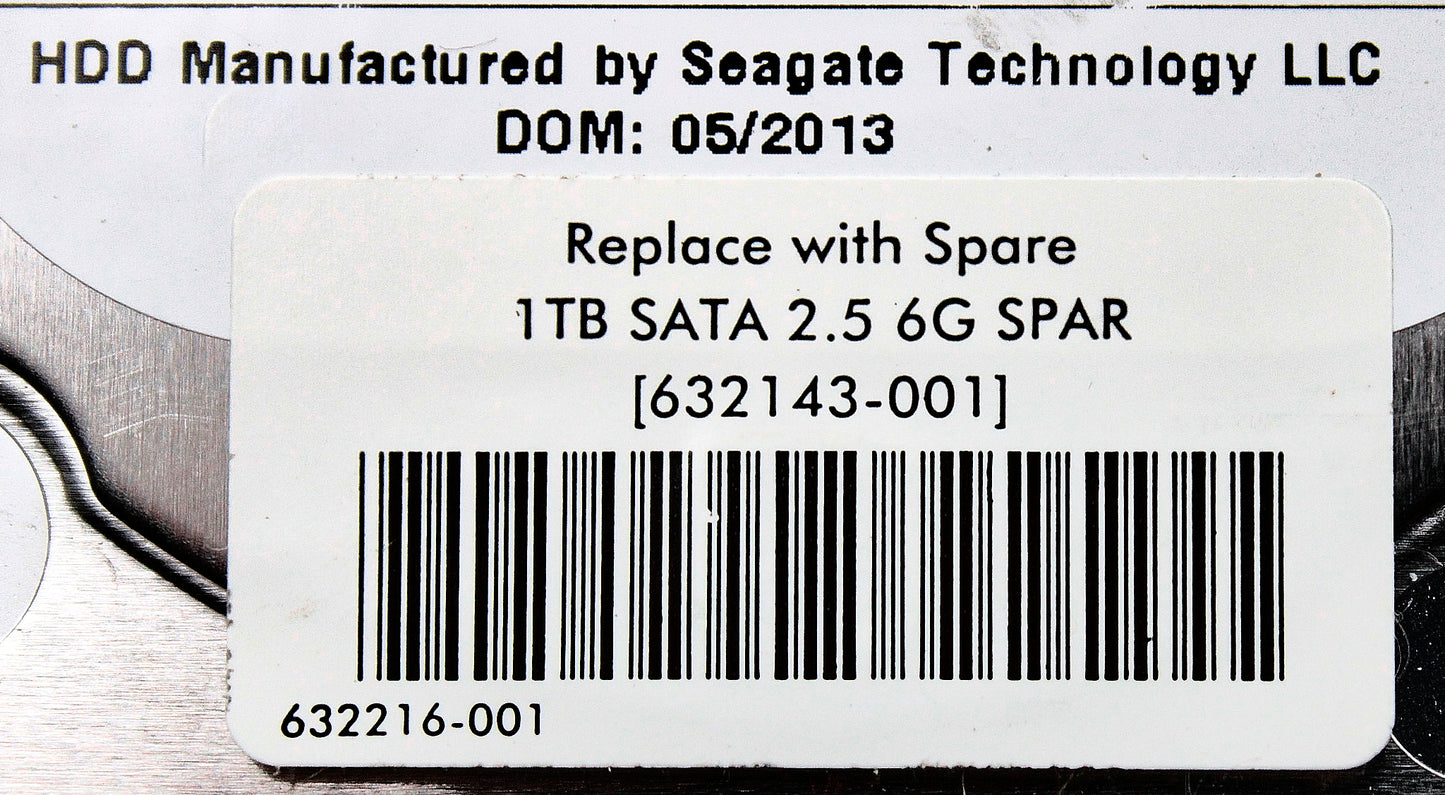 HP 632143-001 1TB 7.2K 6G SFF QR SATA HDD, Used