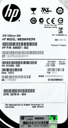 HP 649327-002 HP 2TB 7.2K 6G LFF SAS HDD, Used