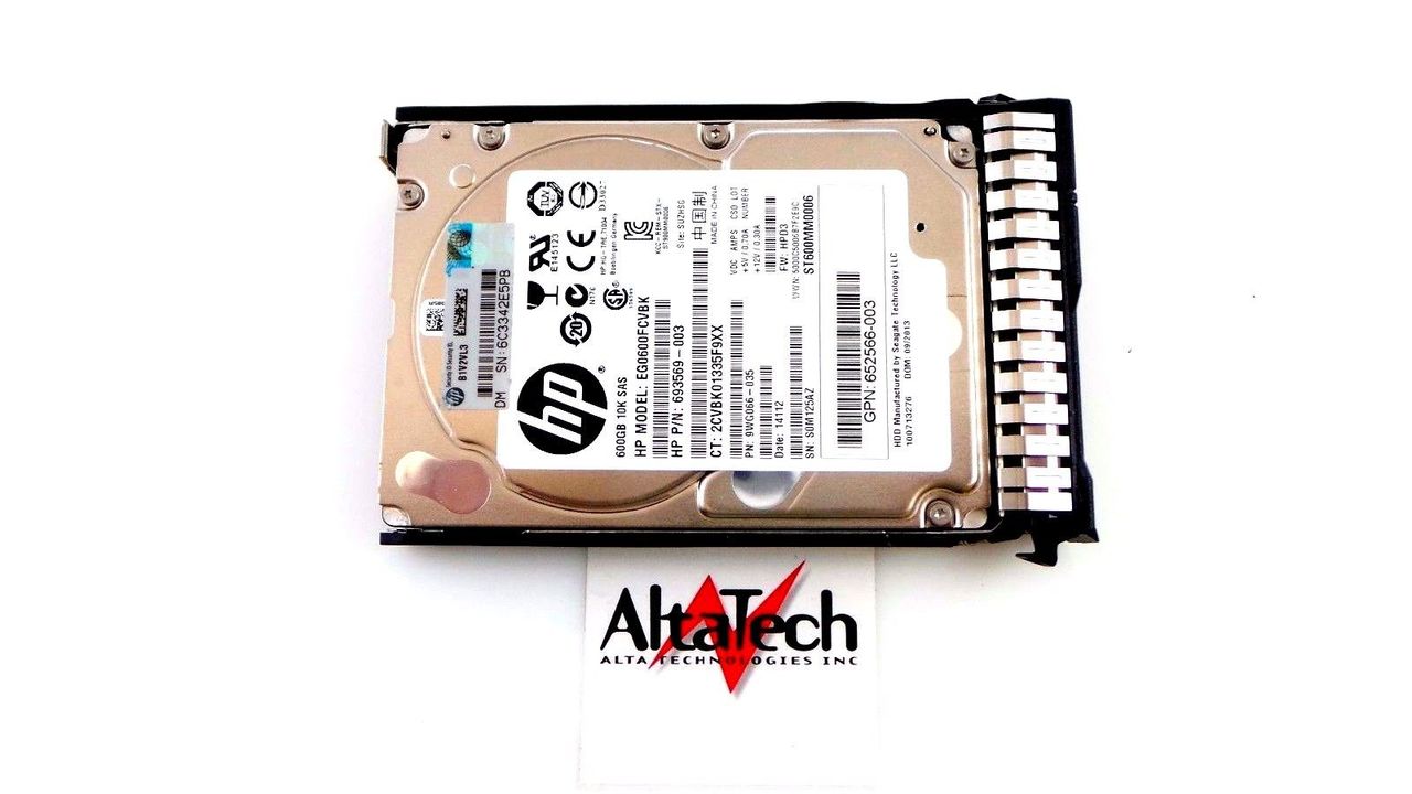 HP 652583-B21 600GB 10K SAS 2.5" Hard Drive , Used