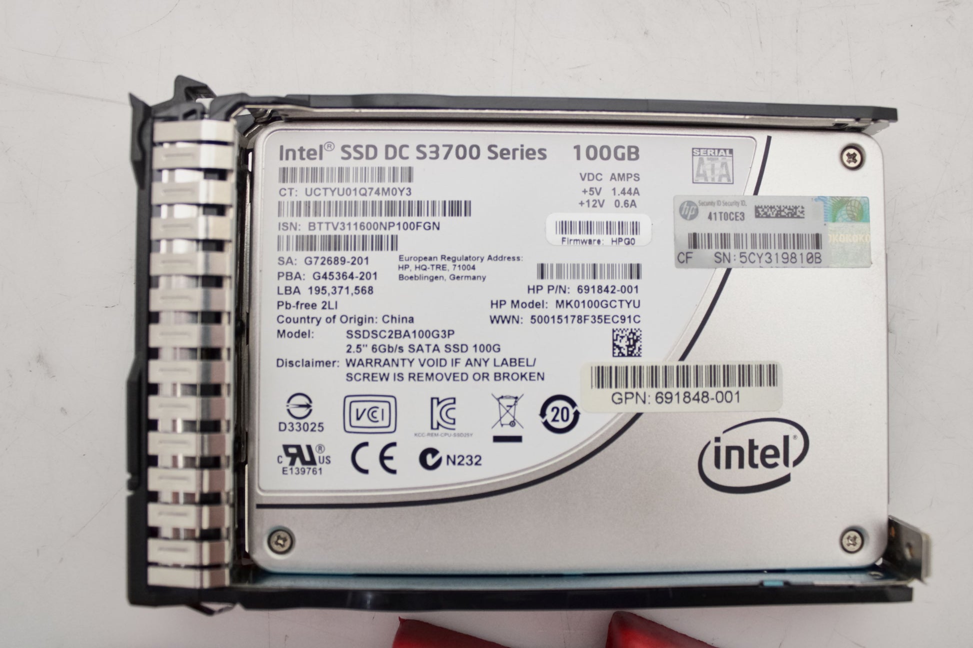 HP 692164-001 100GB 6G ME SFF SATA SC SSD HDD, Used