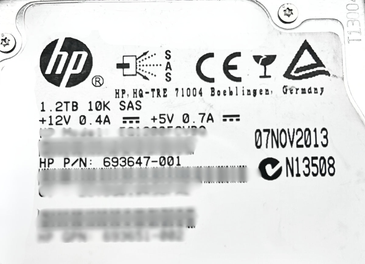 HP 693647-001 1.2TB 6G 10K SFF SAS HDD, Used