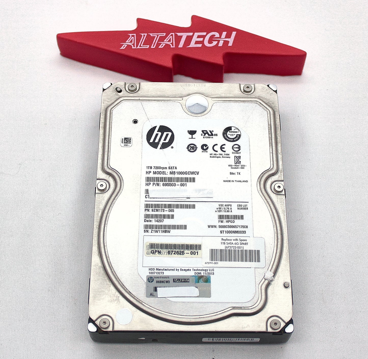 HP 695503-001 1TB 6G SATA 7.2K 3.5IN SC MDL HDD, Used