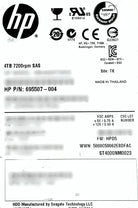 HP 695507-004 4TB SAS 6G 7.2K LFF HDD, Used