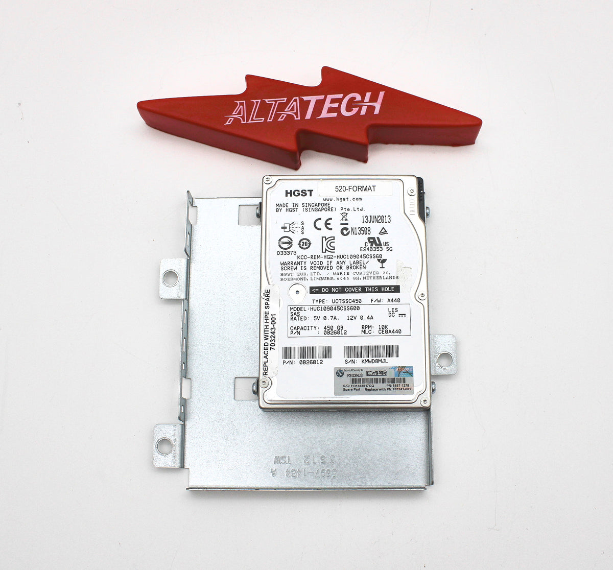 HP 703243-001 450GB 10K RPM DC4 SPS-DRIVE SAS, Used