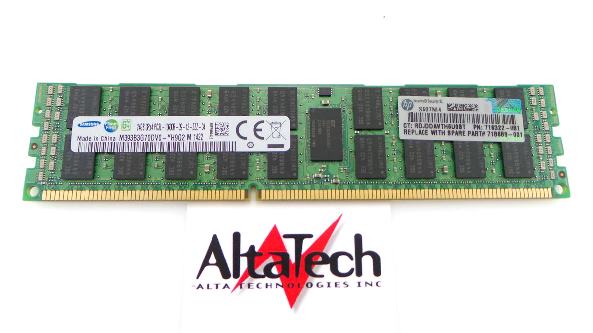HP 716324-B21 24GB 3RX4 PC3L-10600R-9 DIMM, Used
