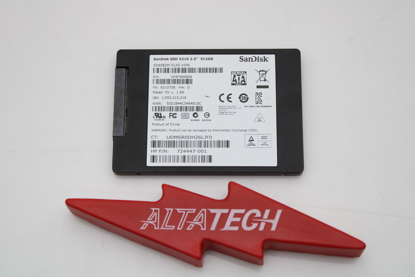 HP 724447-001 512GB SSD 2.5" SATA SANDISK X210, Used