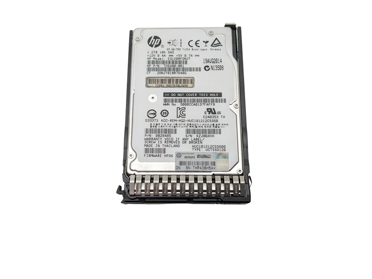 HP 726480-001 1.2TB 10K SAS SFF 2.5 6G, Used