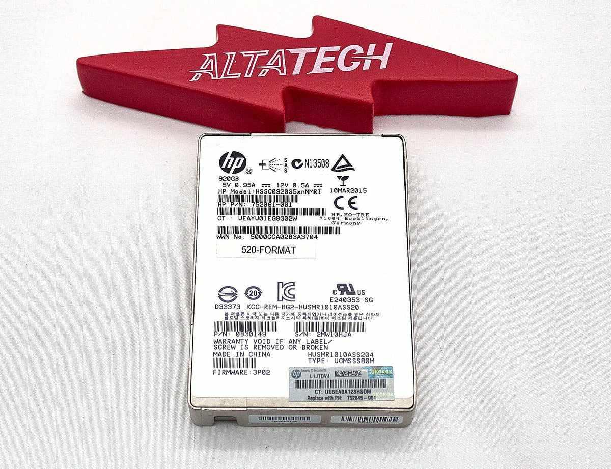 HP 752845-001 920GB SAS 6G MLC 520 FMT DC4 VCH, Used