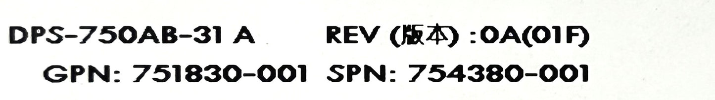 HP 754380-001 750W FS HT PLG Battery Backup Module, Used