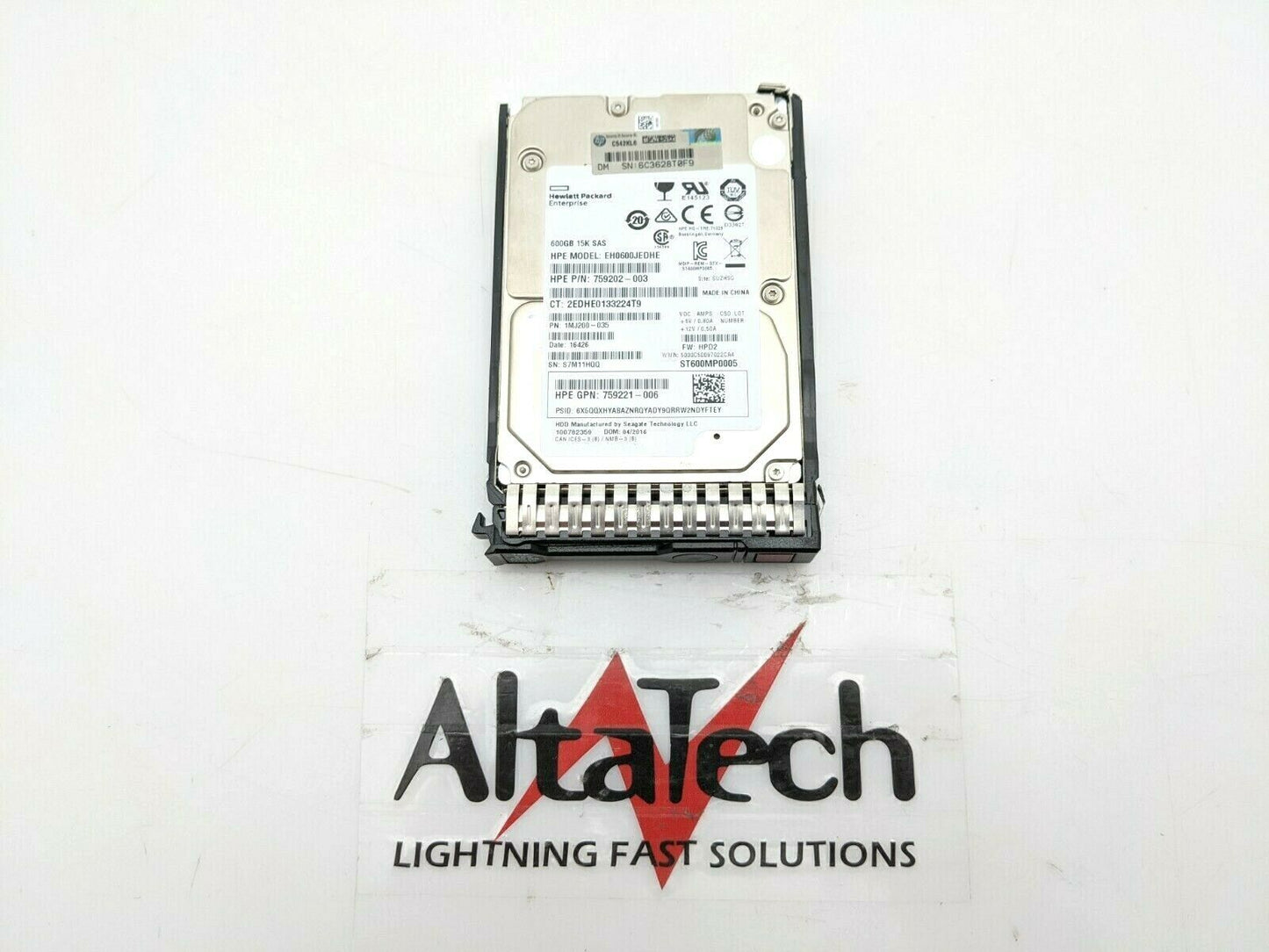 HP 759548-001 600GB 12G 15K RPM SFF SC SAS 2.5" Hard Drive, Used