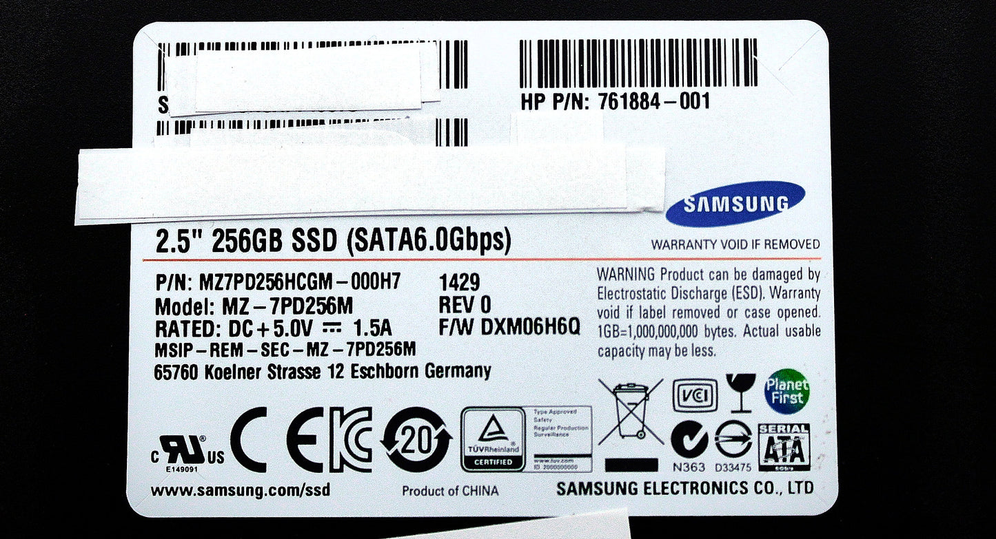 HP 761884-001 256GB SSD SATA 2.5 6G OPAL 2.0, Used