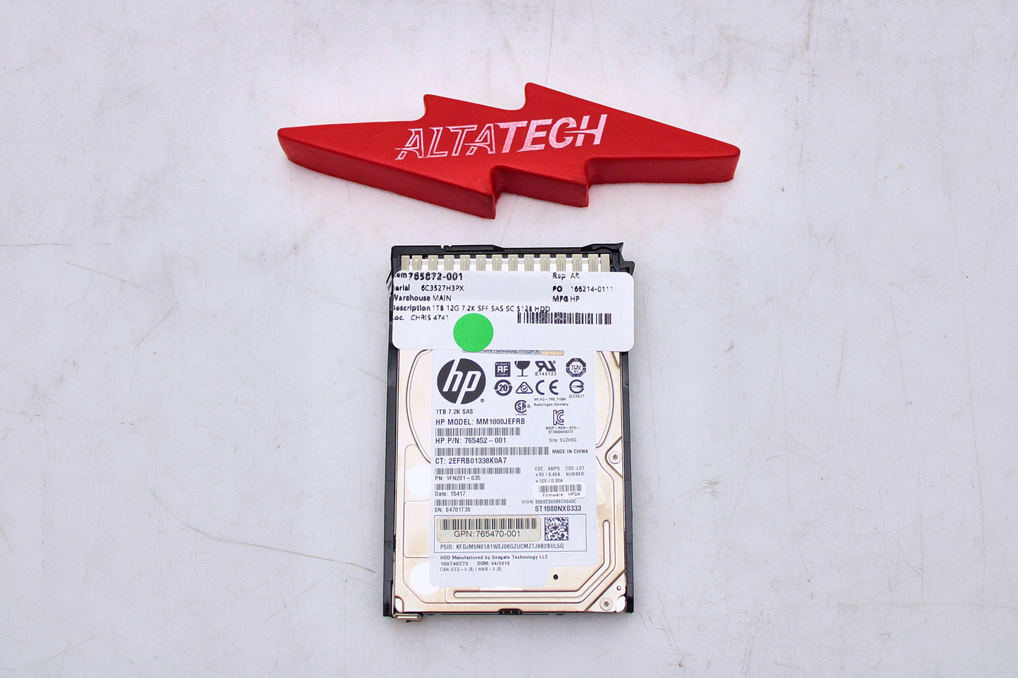 HP 765872-001 1TB 12G 7.2K SFF SAS SC 512E HDD, Used