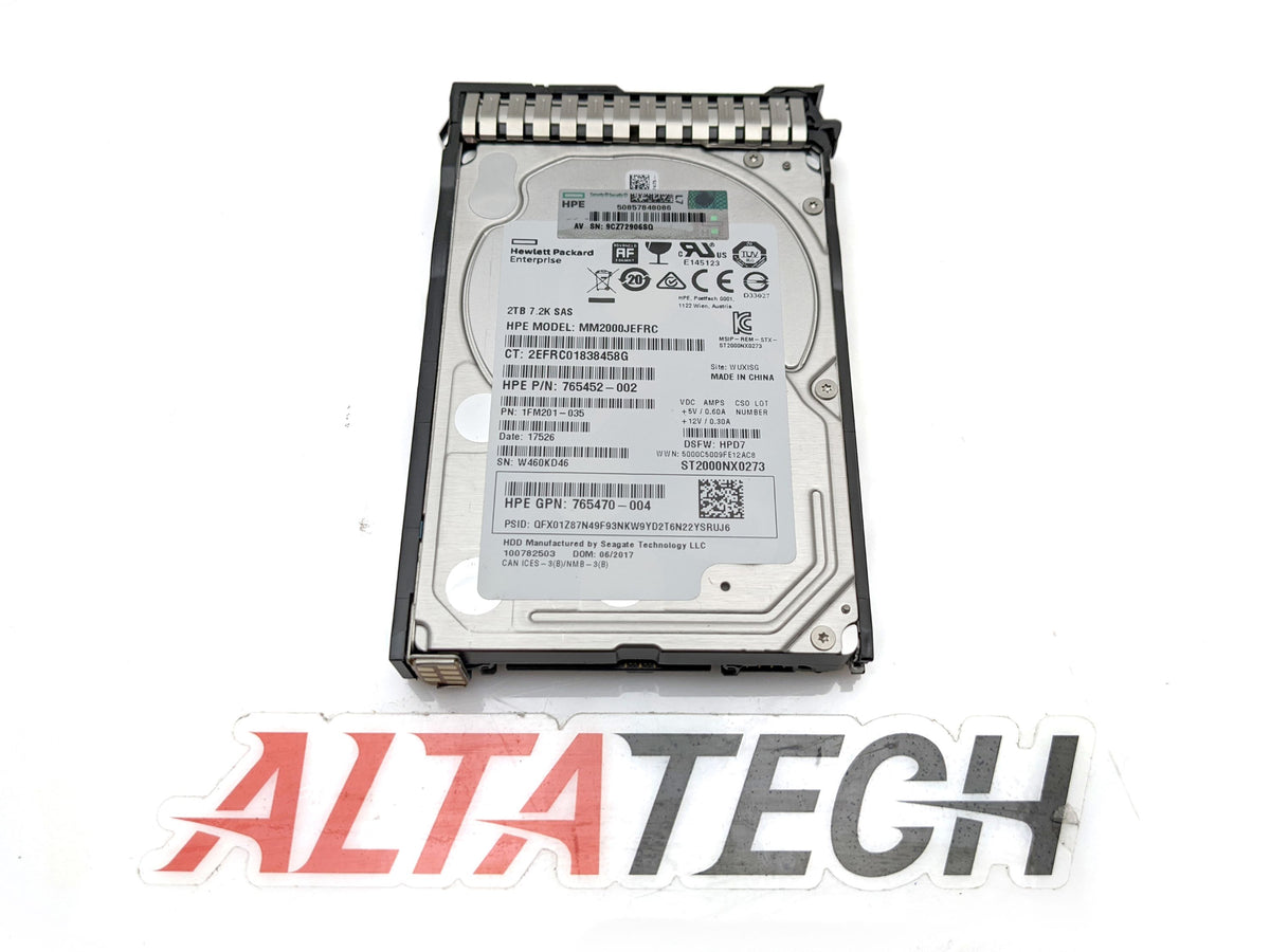 HP 765873-001 2TB 7.2K SAS SFF 12G, Used