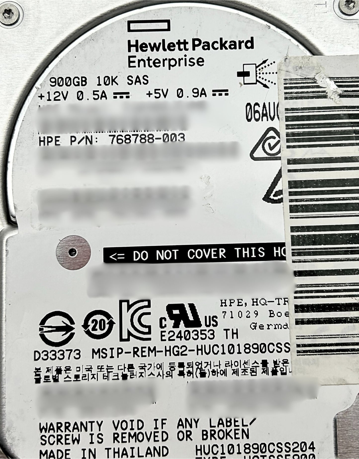 HP 768788-003 900GB SAS 12G 10K SFF SC HDD Hard Disk Drive 2.5 Inch, Used