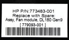 HP 773483-001 HOT-SWAP FAN ASSY (DL180G9), Used