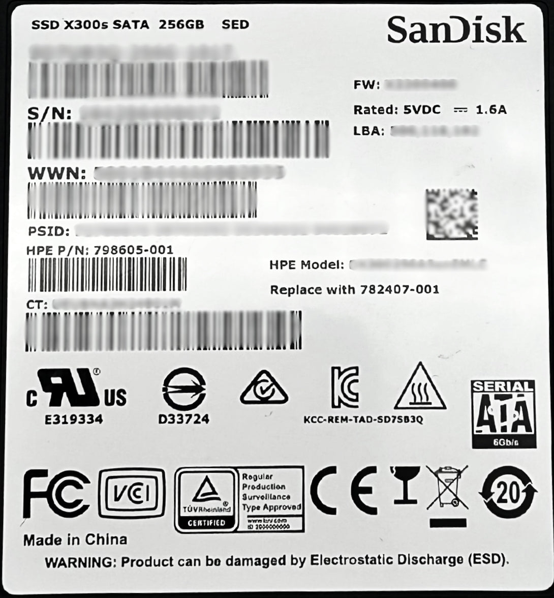HP 782407-001 3PAR 20800 256GB SSD BOOT DISK, Used