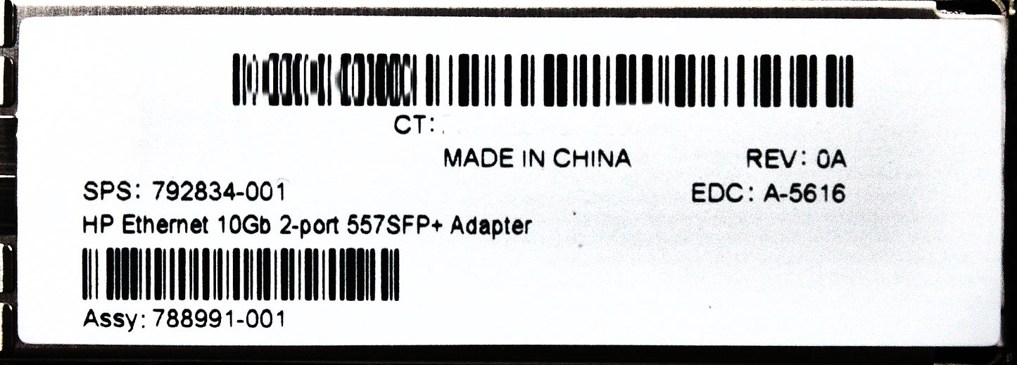 HP 792834-001 ETHERNET 10GB 2P 557SFP+ Adapter, Used