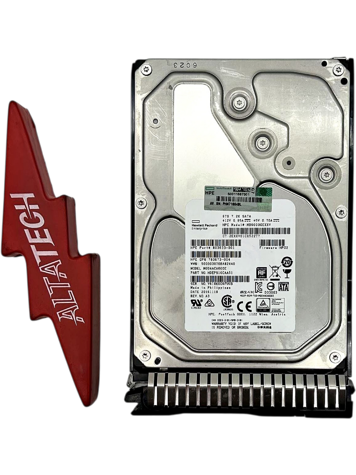 HP 793767-001 6TB 7.2K SATA LFF 6G 512e He MDL SC HDD, Used