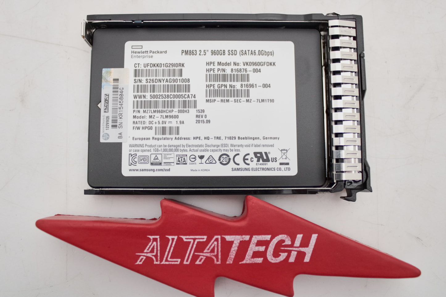 HP 817080-001 960GB 6G SATA 2.5 RI-3 SFF SSD, Used